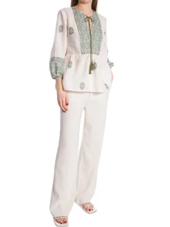 COPPEROSE BLOUSE BOHEMIAN PRINTED WITH LOOSE SLEEVES KHAKI