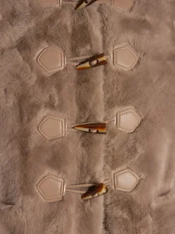 COPPEROSE COAT MIDLENGTH FAUX FUR HOODED TAUPE