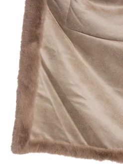 COPPEROSE COAT MIDLENGTH FAUX FUR HOODED TAUPE