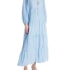 COPPEROSE DRESS LONG EMBROIDERED BLUE