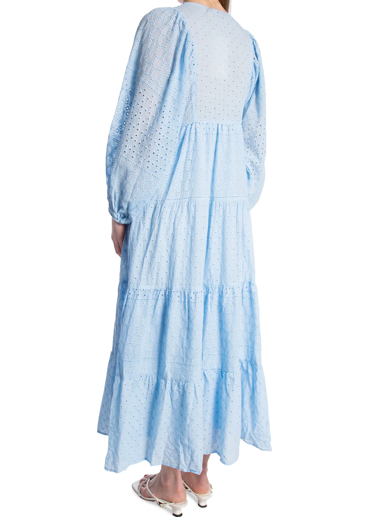 COPPEROSE DRESS LONG EMBROIDERED BLUE