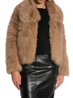 COPPEROSE JACKET SHORT FAUX FUR CAMEL