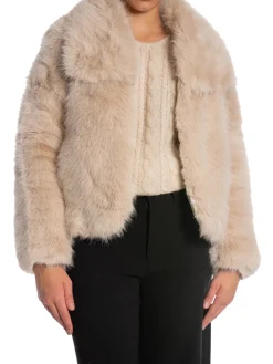 COPPEROSE JACKET SHORT FAUX FUR BEIGE