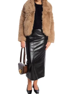 COPPEROSE JACKET SHORT FAUX FUR CAMEL