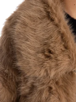 COPPEROSE JACKET SHORT FAUX FUR CAMEL