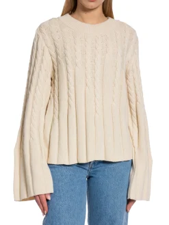 DAGMAR SWEATER FADED VABLE KNIT CREAM WHITE
