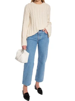 DAGMAR SWEATER FADED VABLE KNIT CREAM WHITE