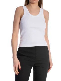 DAGMAR TANK TOP RIBBED TANK TOP WHITE