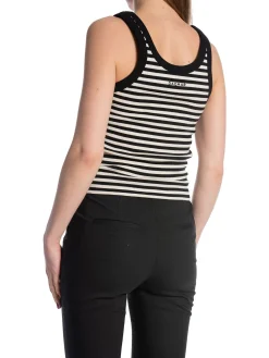 DAGMAR TANK TOP RIBBED TANK TOP BLACK WHITE