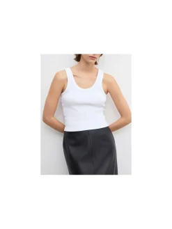 DAGMAR TANK TOP RIBBED TANK TOP WHITE