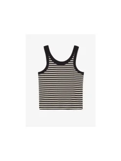 DAGMAR TANK TOP RIBBED TANK TOP BLACK WHITE