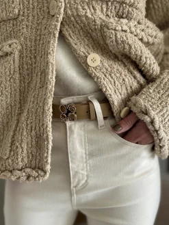 DANTE6 BELT MOTIF LEATHER GOLD CAMEL