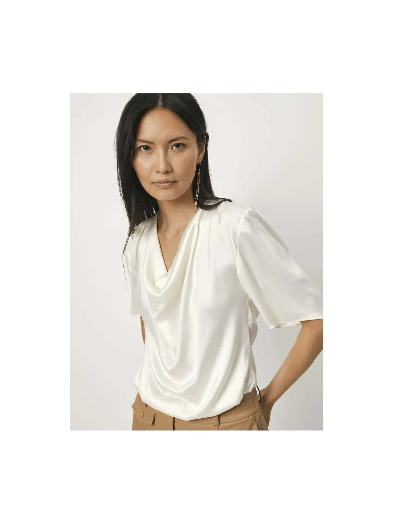 DANTE6 TOP KESWICK SILK DRAPEY BUTTER CREAM