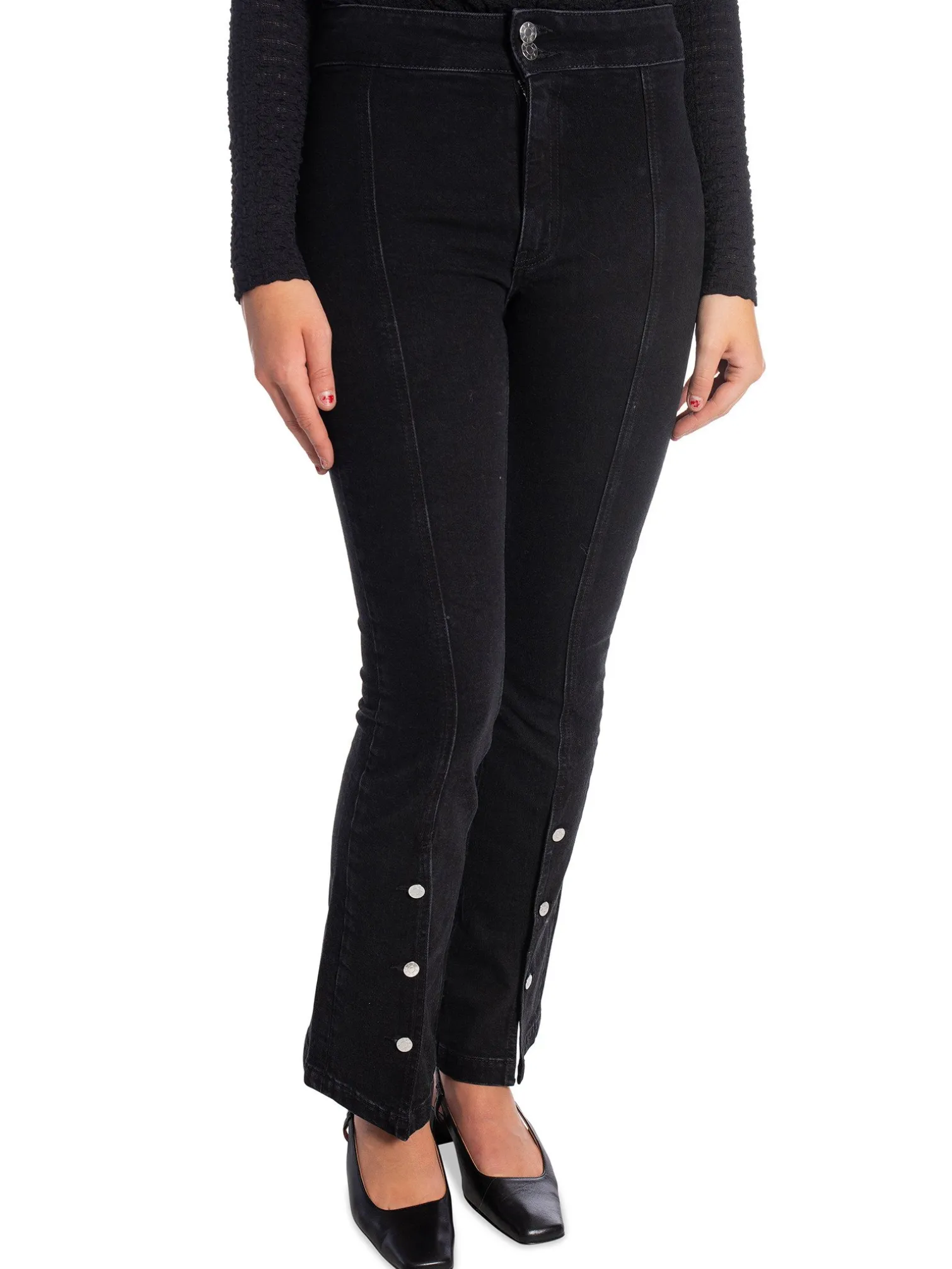 FILIPPA K JEANS 90'S STRETCH BUTTON FRONT WASHED BLACK