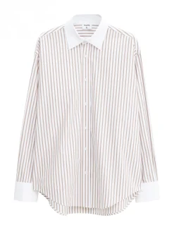 FILIPPA K SHIRT COTTON TUXEDO LIGHT BROWN STRIPE