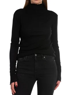 FILIPPA K TOP SHEER WOOL MOCK BLACK