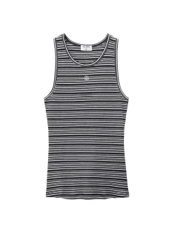 FILIPPA K TOP STRIPED FINE RIB TANK BLACK