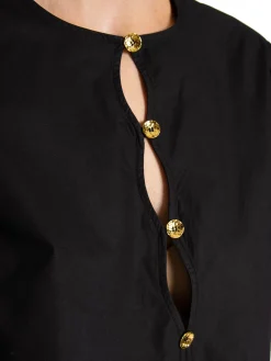 GANNI BLOUSE POPLIN BLACK