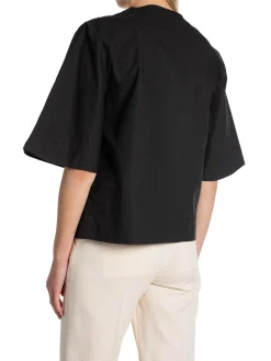 GANNI BLOUSE POPLIN BLACK