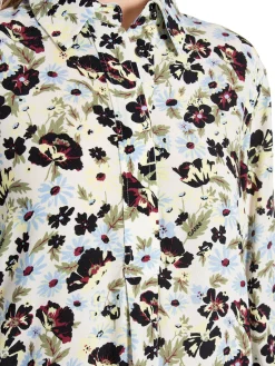 GANNI BLOUSE PRINTED CREPE MEADOW EGRET