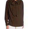 GANT BLOUSE BOW RICH BROWN