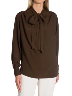 GANT BLOUSE BOW RICH BROWN