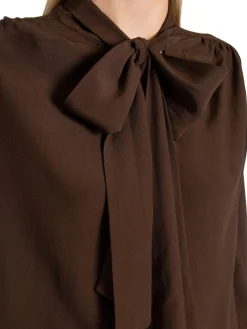 GANT BLOUSE BOW RICH BROWN