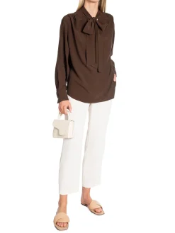 GANT BLOUSE BOW RICH BROWN