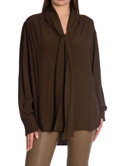 GANT BLOUSE BOW RICH BROWN