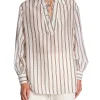GANT BLOUSE V-NECK STRIPE EGGSHELL