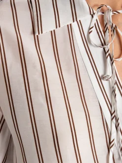 GANT BLOUSE V-NECK STRIPE EGGSHELL