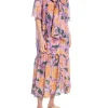 GANT DRESS DAHLIA PRINT COTTON SILK CROCUS PURPLE