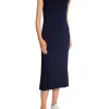 GANT DRESS RIB KNIT SLEEVELESS C-NECK EVENING BLUE