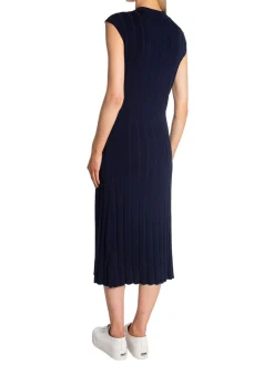 GANT DRESS RIB KNIT SLEEVELESS C-NECK EVENING BLUE