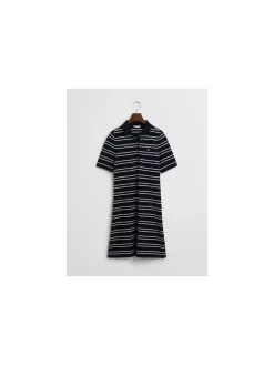 GANT DRESS STRIPE SHIELD SS PIQUE POLO EVENING BLUE