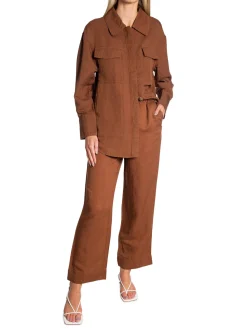 GANT JACKET LINEN VISCOSE SHIRT MAHOGANY BROWN