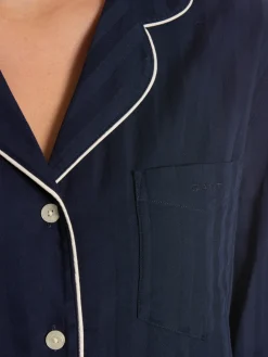 GANT PAJAMA SATIN STRIPE SET EVENING BLUE