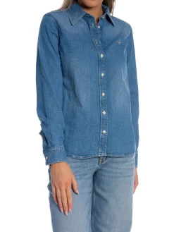 GANT SHIRT REG DENIM SHIRT SEMI LIGHT BLUE WORN IN