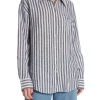 GANT SHIRT REL STRIPED LINEN SHIRT BLACK