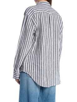 GANT SHIRT REL STRIPED LINEN SHIRT BLACK