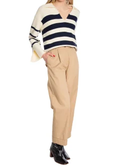 GANT SWEATER BRETON OPEN COLLAR KNIT CREAM