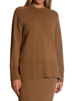 GANT SWEATER HERRINGBONE DETAIL C-NECK CACAO