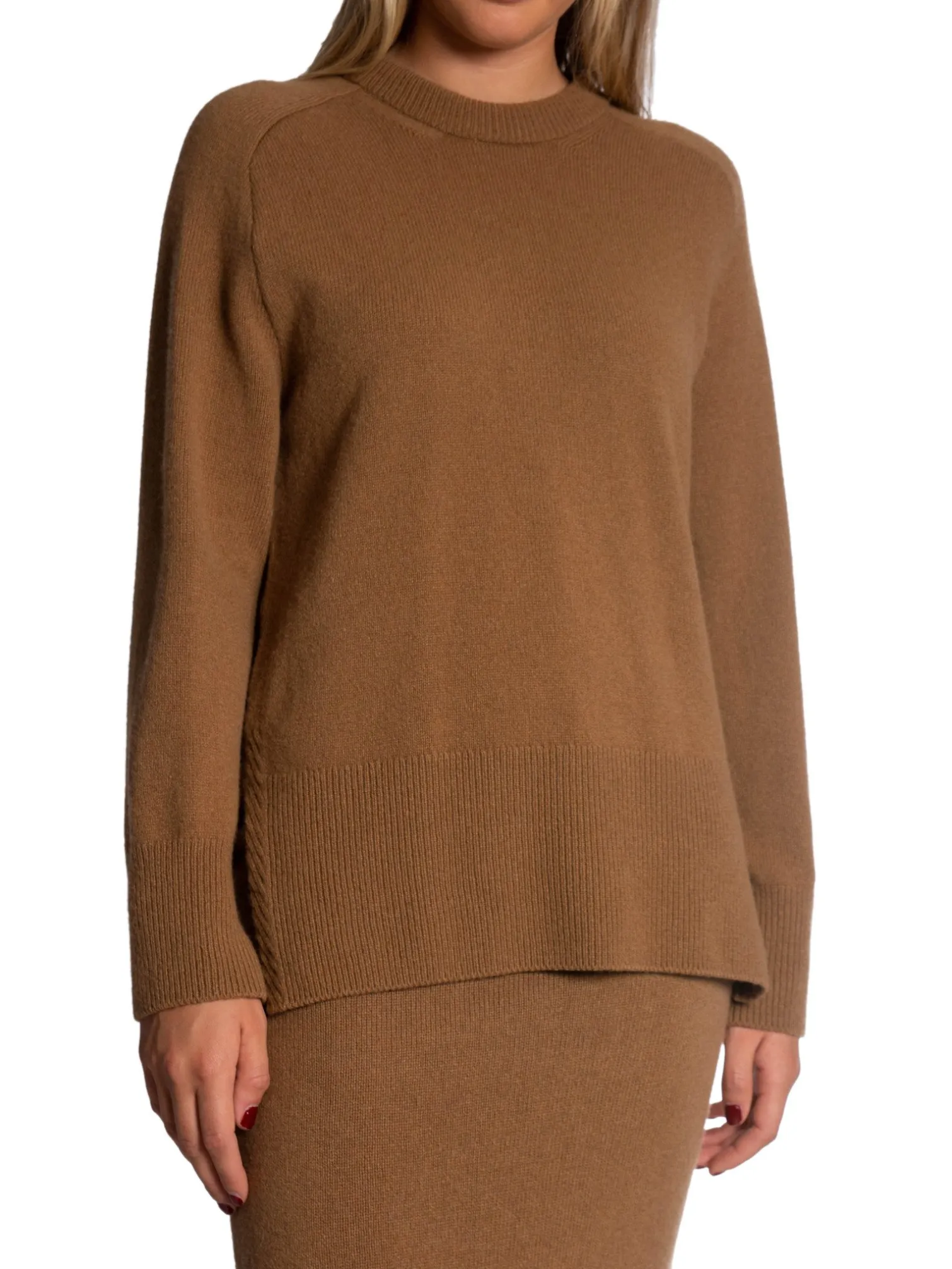 GANT SWEATER HERRINGBONE DETAIL C-NECK CACAO