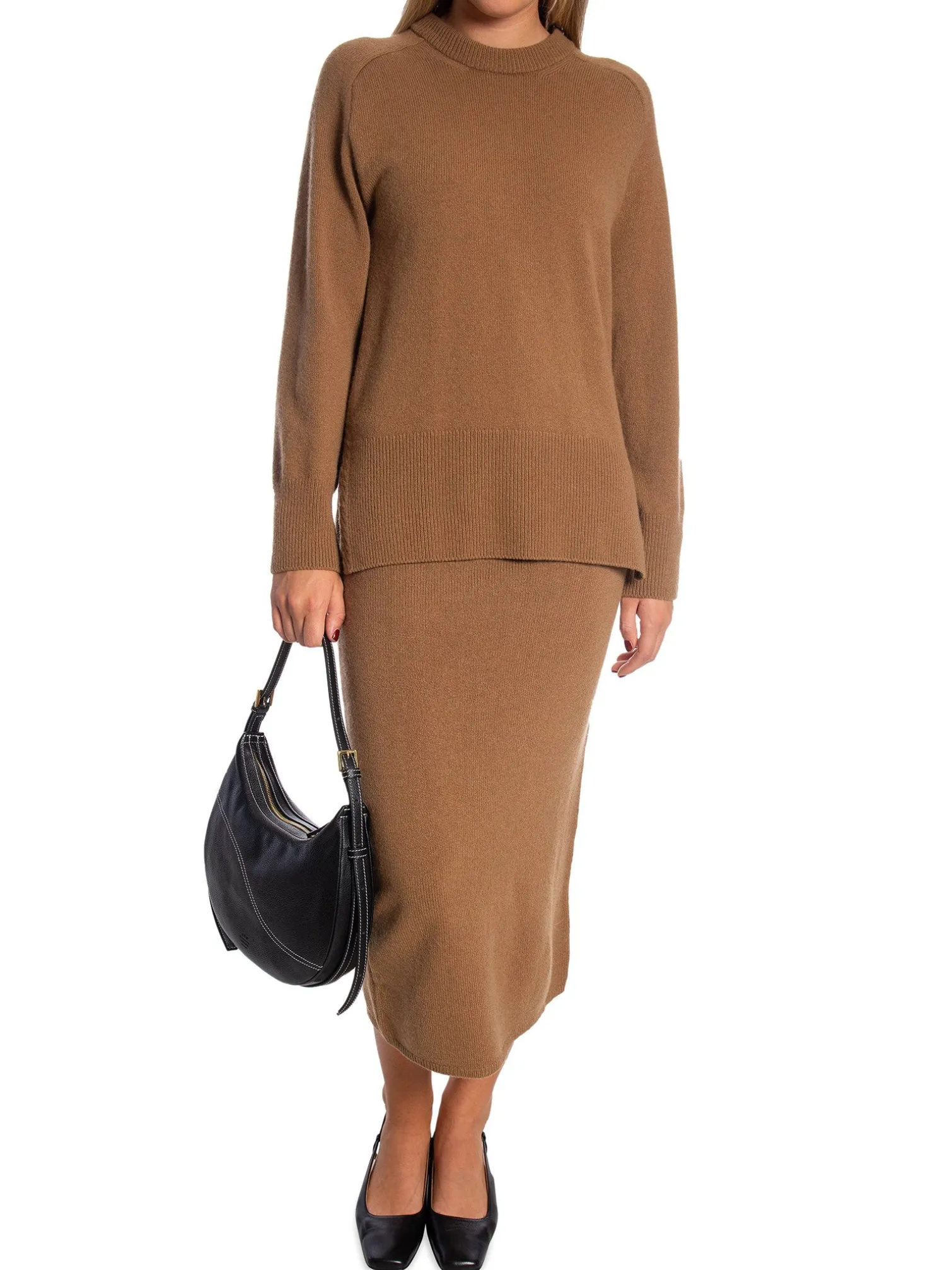 GANT SWEATER HERRINGBONE DETAIL C-NECK CACAO