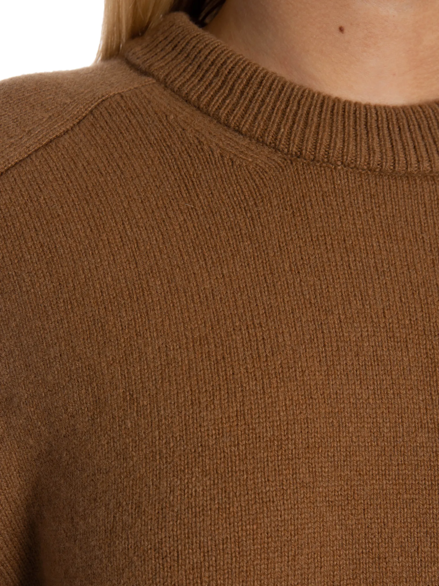 GANT SWEATER HERRINGBONE DETAIL C-NECK CACAO