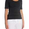 GANT TOP COT/ELA SS SCOOP NECK BLACK