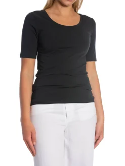 GANT TOP COT/ELA SS SCOOP NECK BLACK