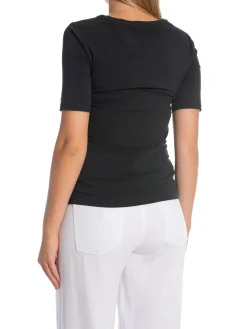 GANT TOP COT/ELA SS SCOOP NECK BLACK