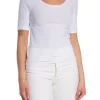 GANT TOP SLIM COT/ELA  SCOOP NECK WHITE