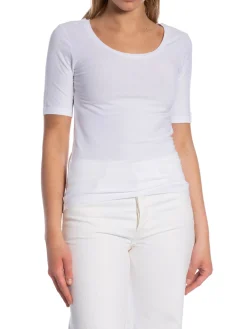 GANT TOP SLIM COT/ELA SCOOP NECK WHITE
